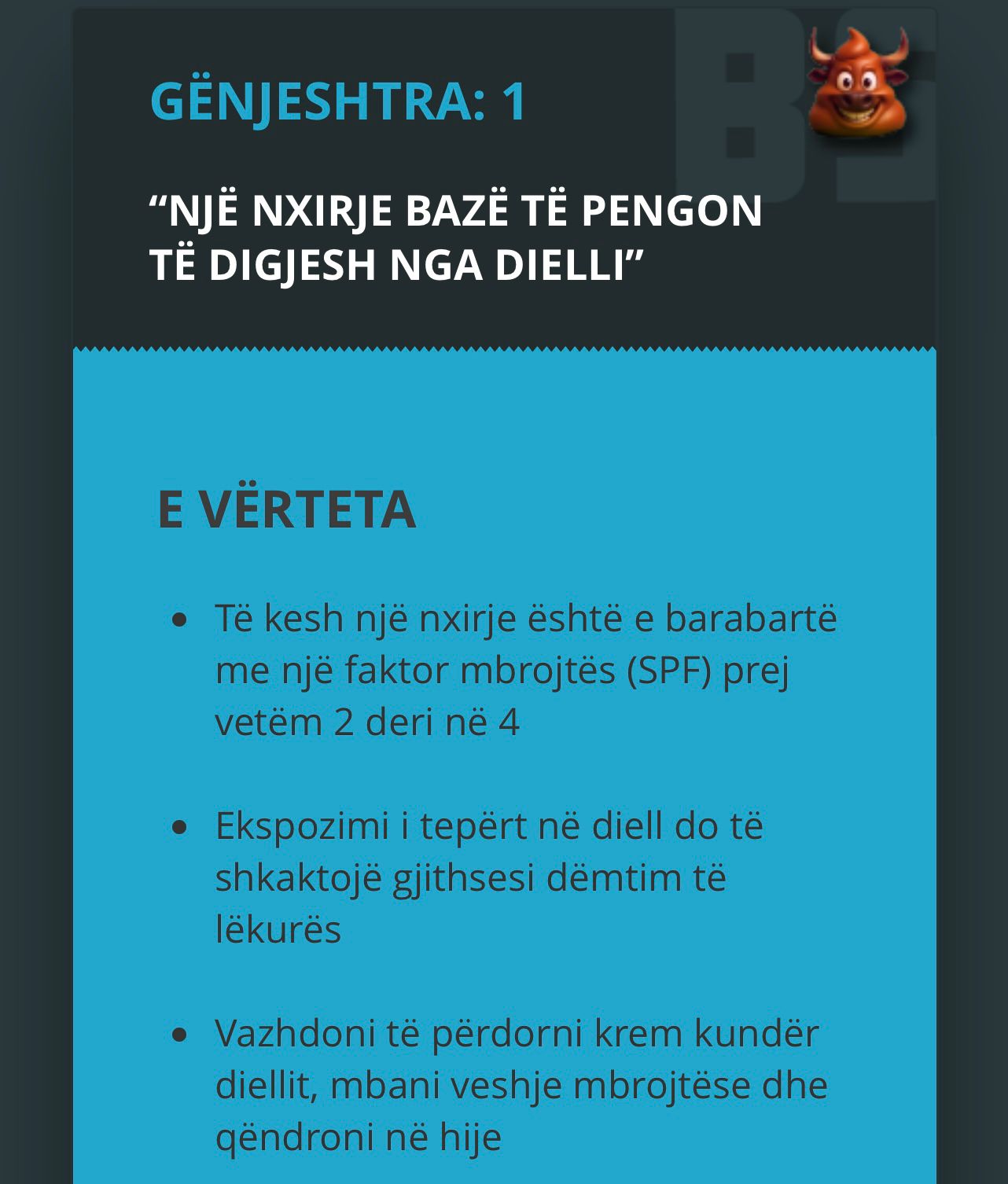 Gënjeshtra 1: Një nxirje bazë të pengon të digjesh nga dielli