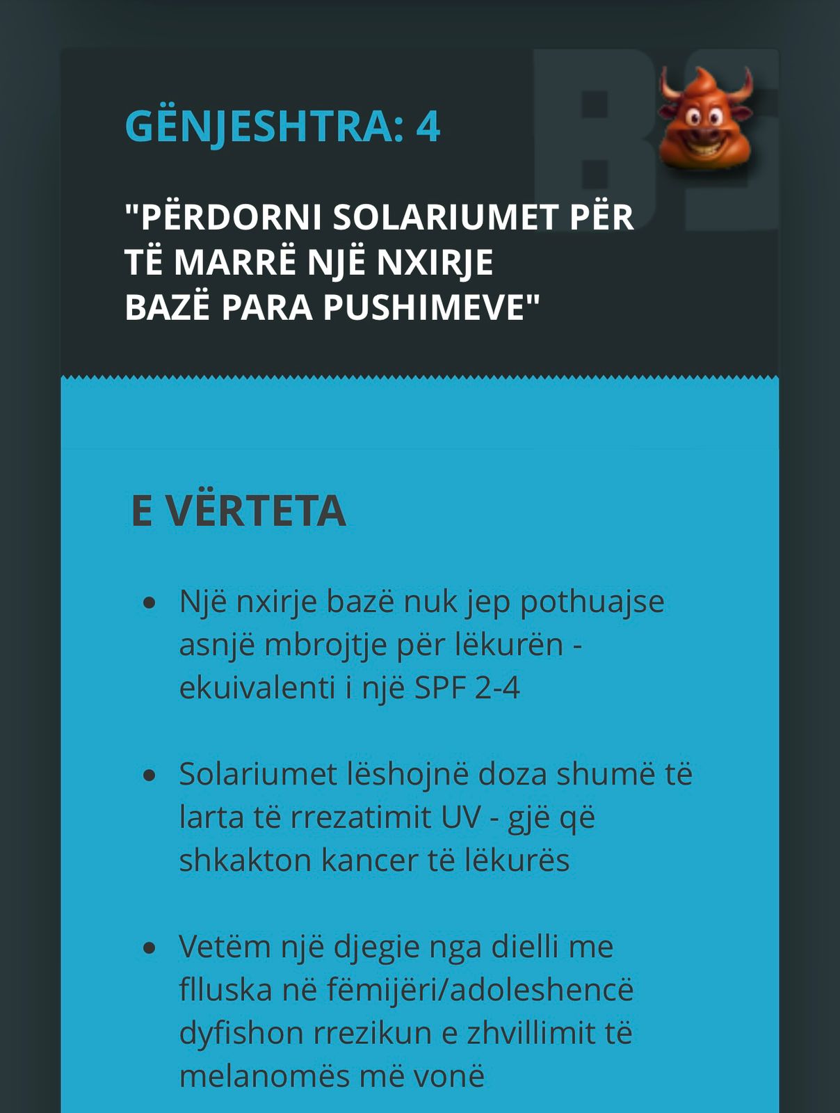 Gënjeshtra 4: Përdorni solariumet për të marrë një nxirje bazë para pushimeve